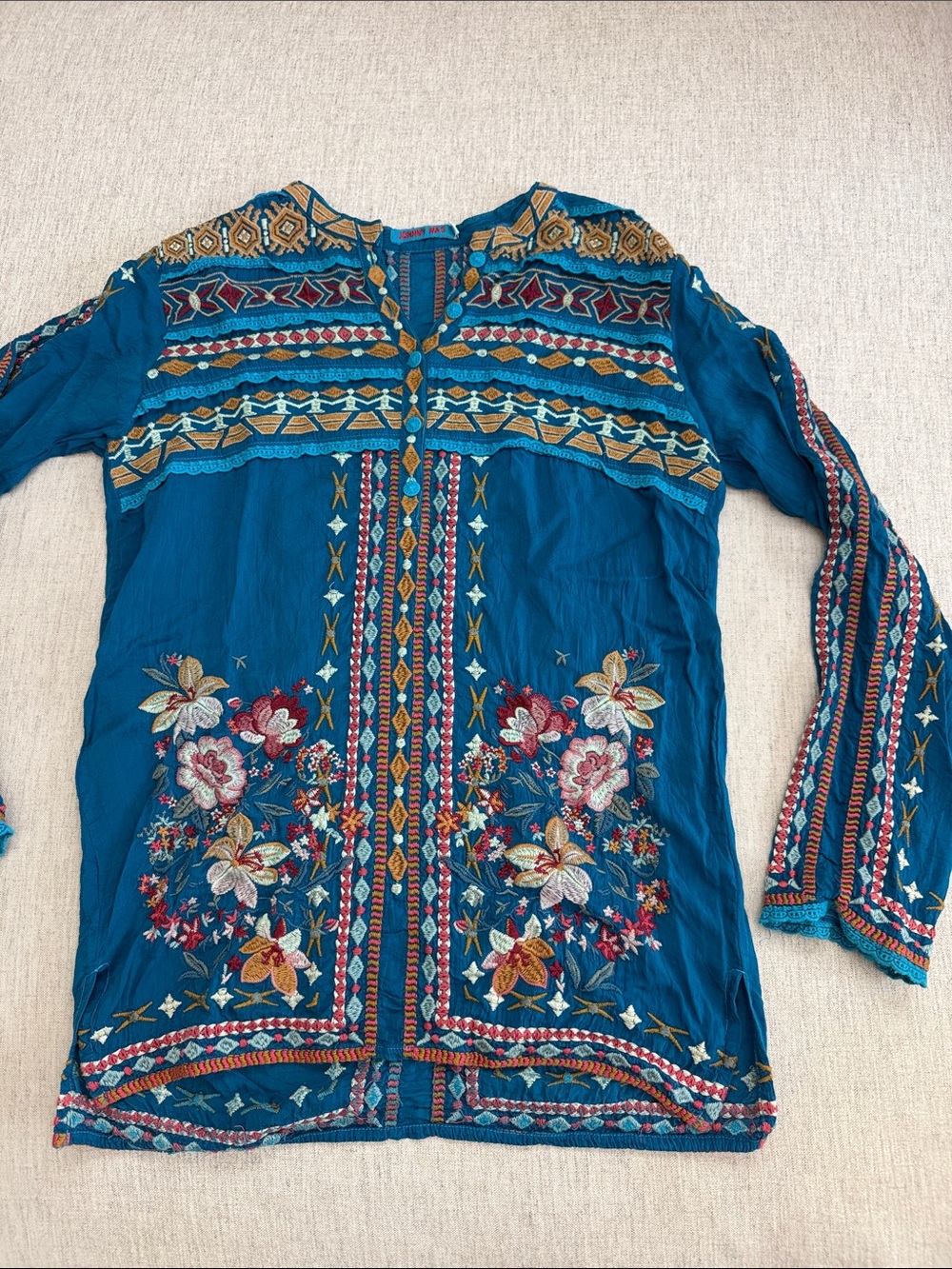 Johnny Was Embroidered Top Long Sleeve